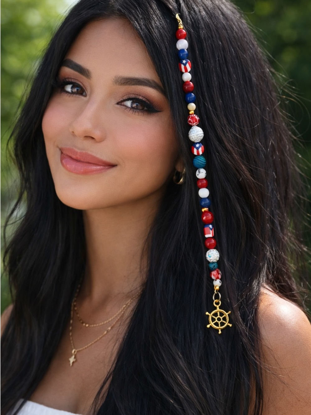 Caribe Puerto Rico 🇵🇷 Charm Hair Bead Strand